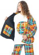 JOSHUAS, coloful plaid flannel puffer with pockets with smiley