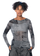 RUNDHOLZ DIP, Langarmshirt im Newspaper-Print 2242420507