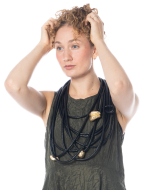 Maria Calderara, faux leather necklace with gold-plated beads - NOBANANAS - Image 2