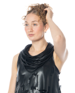 maria calderara, black necklace made of faux leather tubes - NOBANANAS - Image 4
