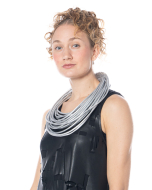 maria calderara, silver necklace made of faux leather tubes - NOBANANAS - Image 4
