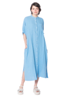 SoSUE, comfortable COWBOY BUTTON DRESS LINEN