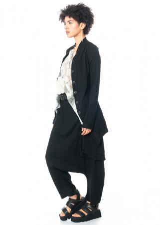 PAL OFFNER, wide balloon pants in viscose linen stretch