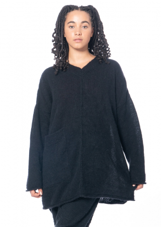 PAL OFFNER, oversize winter knit pullover with ribbed front pocket 