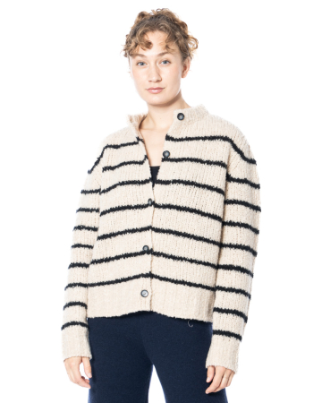 SoSUE, merino wool cardigan with stripes
