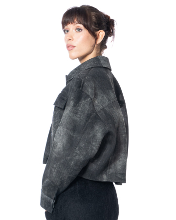 ULI SCHNEIDER, Denim-Jacke mit Taschen aus transparentem Gewebe