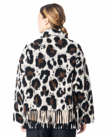 ULI SCHNEIDER, fringed wool jacket with leo print