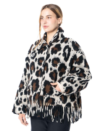 ULI SCHNEIDER, Jacke aus Wolle mit Fransen im Leo-Look