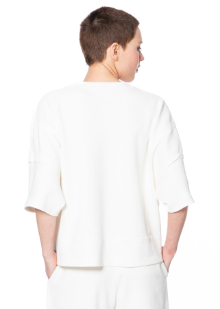ULI SCHNEIDER, linenstretch patch sweater with half length sleeves
