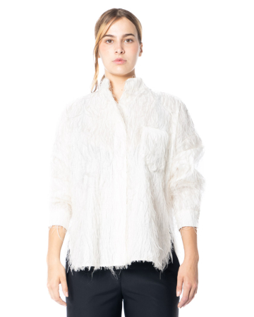 ULI SCHNEIDER, Tec-Marabou Boyfriend Bluse mit Fransen