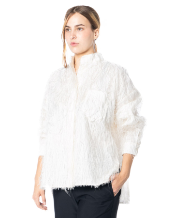ULI SCHNEIDER, Tec-Marabou Boyfriend Bluse mit Fransen
