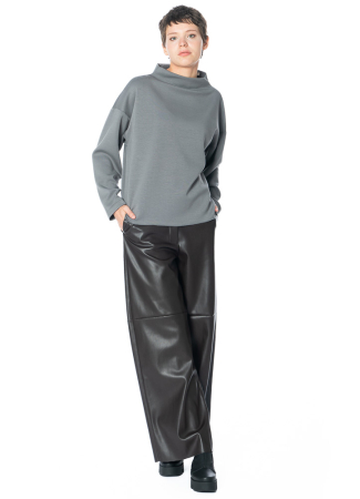 ULI SCHNEIDER, flared tec leather pants in Espresso