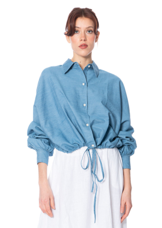SoSUE, oversize denim blouse ANTONIA DRAWSTRING