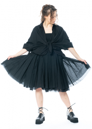 RUNDHOLZ, layered, pleated midi skirt made of 100% cotton 1231550301