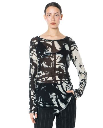 RUNDHOLZ, schmales Langarmshirt mit Allover-Print 1261620501