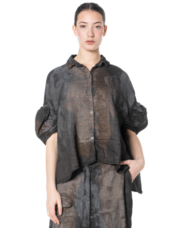 RUNDHOLZ DIP, storm print blouse with puff sleeves 1262010421