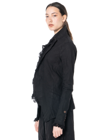 RUNDHOLZ DIP, fitted lace jacket in black gloss 1262241124