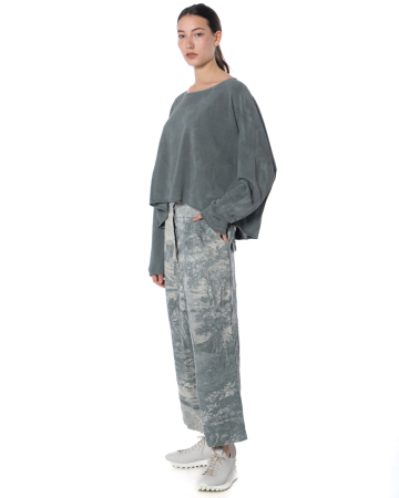 RUNDHOLZ DIP, linen pants with allover print 1262780104