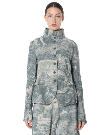 RUNDHOLZ DIP, taillierte Leinenjacke mit Print 1262781102