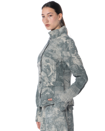 RUNDHOLZ DIP, taillierte Leinenjacke mit Print 1262781102