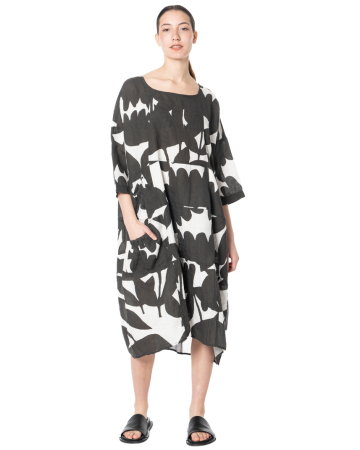 RUNDHOLZ BLACK LABEL, linen dress with graphic print 1263550905
