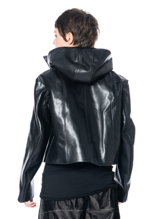 RUNDHOLZ, cropped leather jacket with hood 2241501102