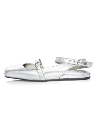 VIC MATIÉ, flache Sandalen mit Riemchen in Silber