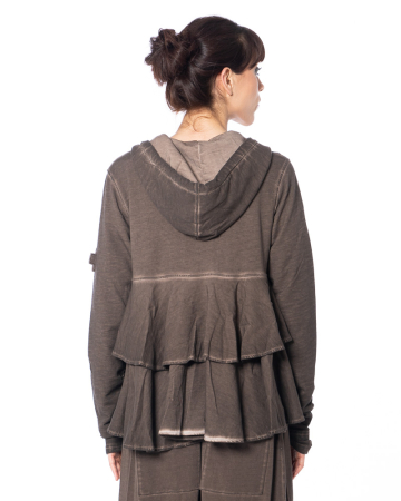 PLUSLAVIE PLÜ, detailed cardigan with hood NO CARDIGAN chocolate