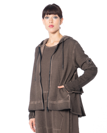 PLUSLAVIE PLÜ, detailed cardigan with hood NO CARDIGAN chocolate