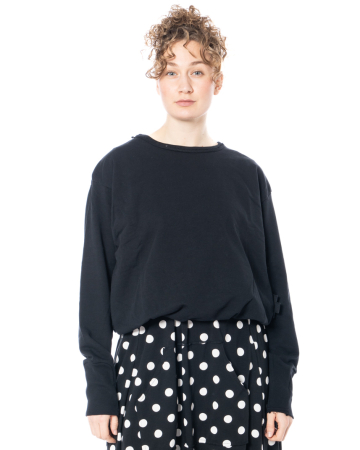 PLUSLAVIE PLÜ, black sweatshirt SMOKED with smoked hem