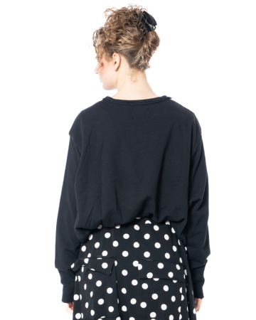 PLUSLAVIE PLÜ, black sweatshirt SMOKED with smoked hem