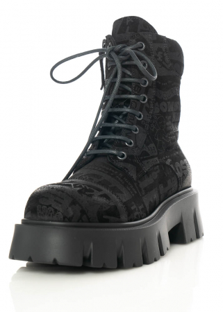 RUNDHOLZ  BLACK  LABEL, high leather boots with all over print 2223985202