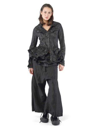 RUNDHOLZ, flared pants in delavé-linen 2251080103