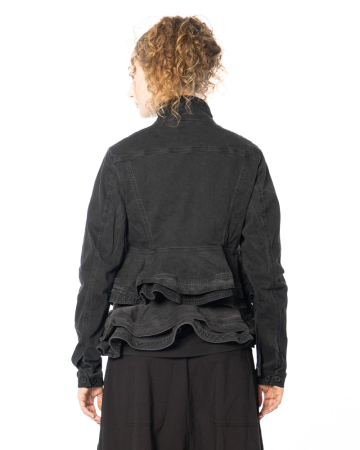 RUNDHOLZ, stylish denim belt with ruffles 2251035309