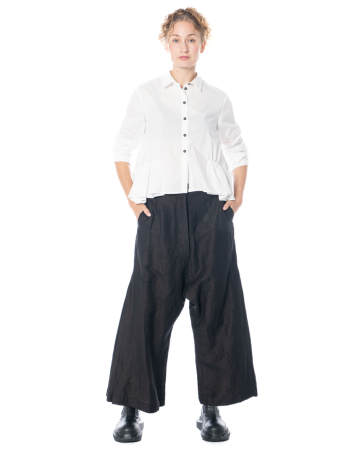 RUNDHOLZ, flared pants in delavé-linen 2251080103