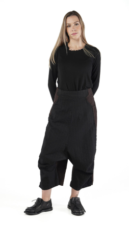 RUNDHOLZ, Hose aus Woll-Stretch im Materialmix 2251110106