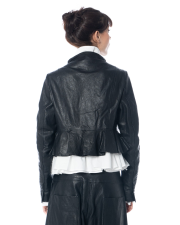 RUNDHOLZ, weiche Lederjacke mit Schößchen 2251481105