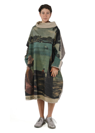 RUNDHOLZ DIP, kreatives Kleid mit Postkartenmotiv 2252110911