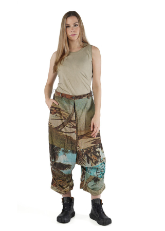 RUNDHOLZ DIP, pants with postcard art print 2252170105