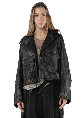 RUNDHOLZ DIP, Lederjacke aus Lammleder mit Kapuze 2252481104