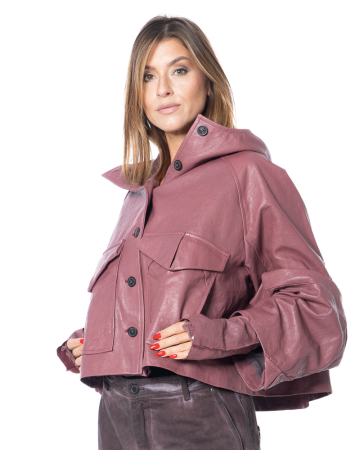 RUNDHOLZ DIP, edgy leather jacket with hood 2252481104