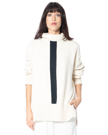 HINDAHL & SKUDELNY, Rollkragenpullover mit Streifen 225P07