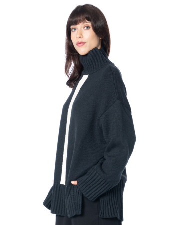 HINDAHL & SKUDELNY, Rollkragenpullover mit Streifen 225P07