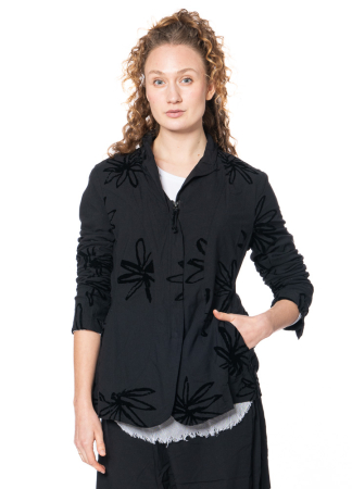 RUNDHOLZ DIP, cotton jacket with abstract floral flock print 1242291107