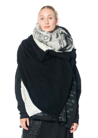 RUNDHOLZ DIP, knit scarf with newspaper print 2242807703