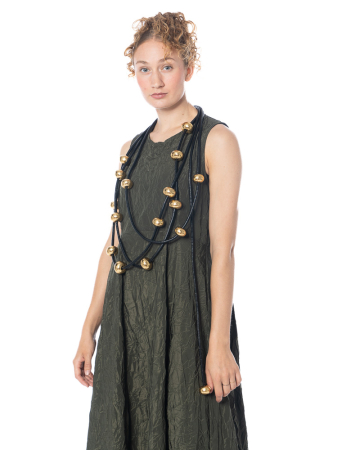maria calderara, faux leather necklace with gold spheres