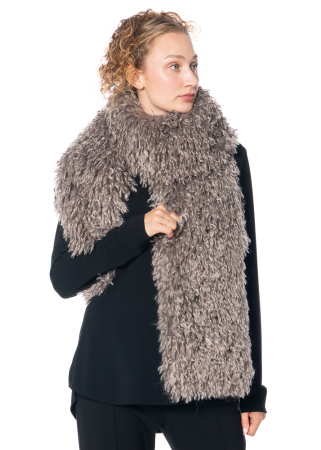 ULI SCHNEIDER, long shaggy scarf in silver grey