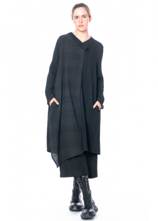 KEDZIOREK, long-sleeved, checked wool shirt in overlapped design 4951
