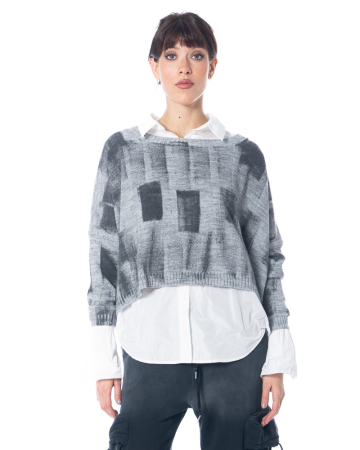 LA HAINE INSIDE US, short sweater with grey color play W5134