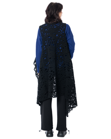 LA HAINE INSIDE US, asymmetric openwork long gilet 5200_LH